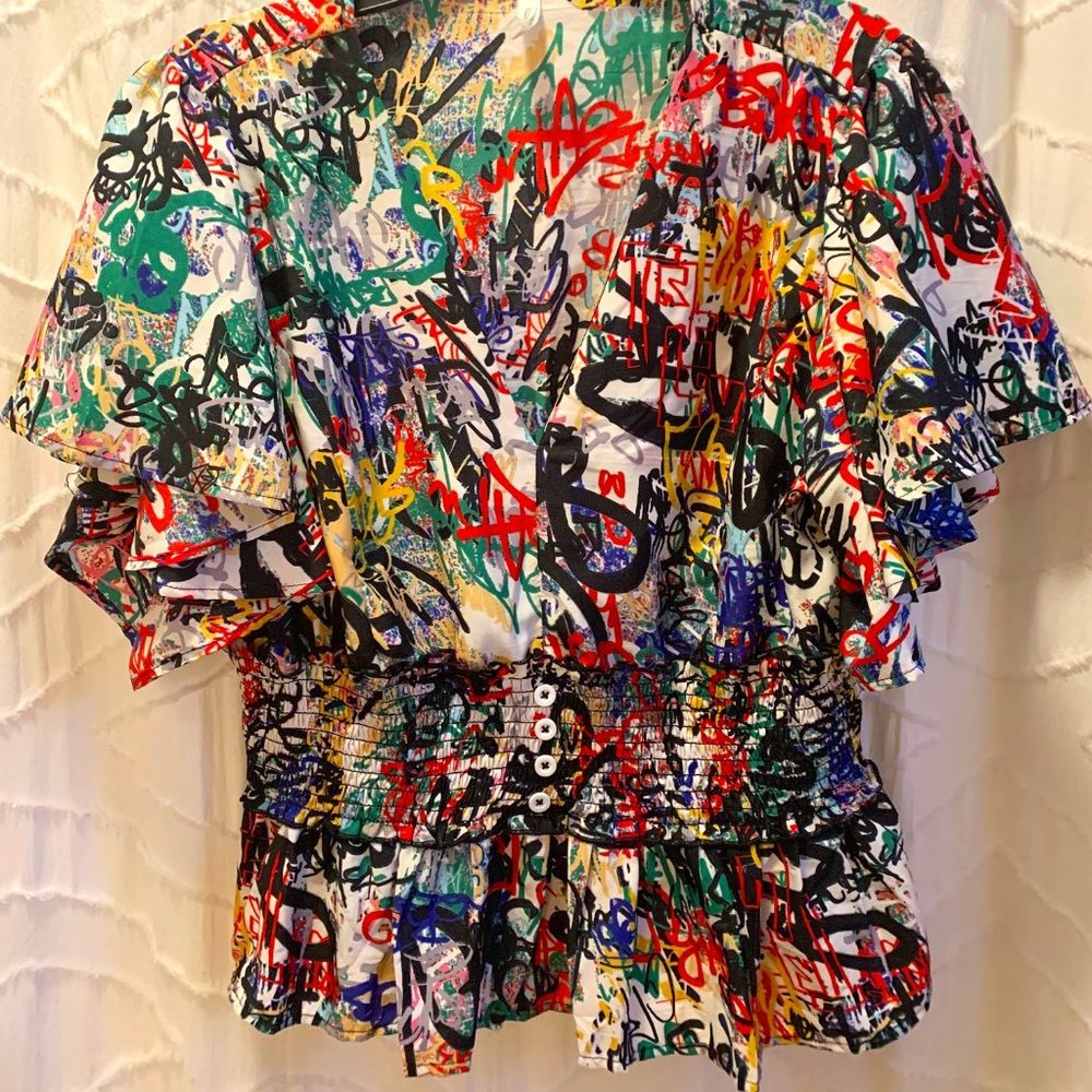 Graffiti Peplum Top